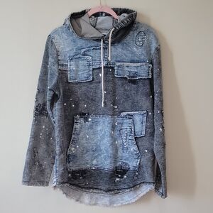 Stylish Blue Denim-Look Hoodie